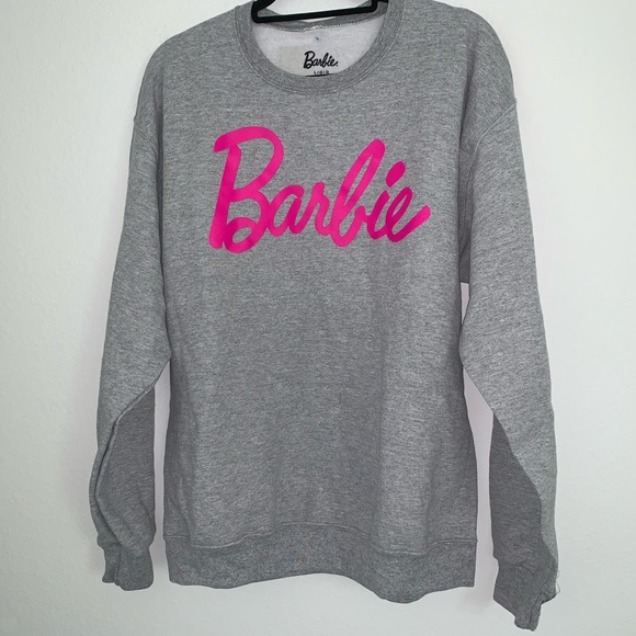 Barbie Tops - Barbie crew neck grey pink sweatshirt size large brand new no tags